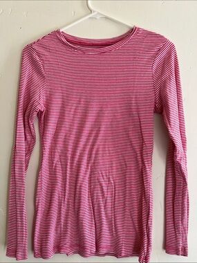 Old Navy Pink and White Striped Long-Sleeve Tee
